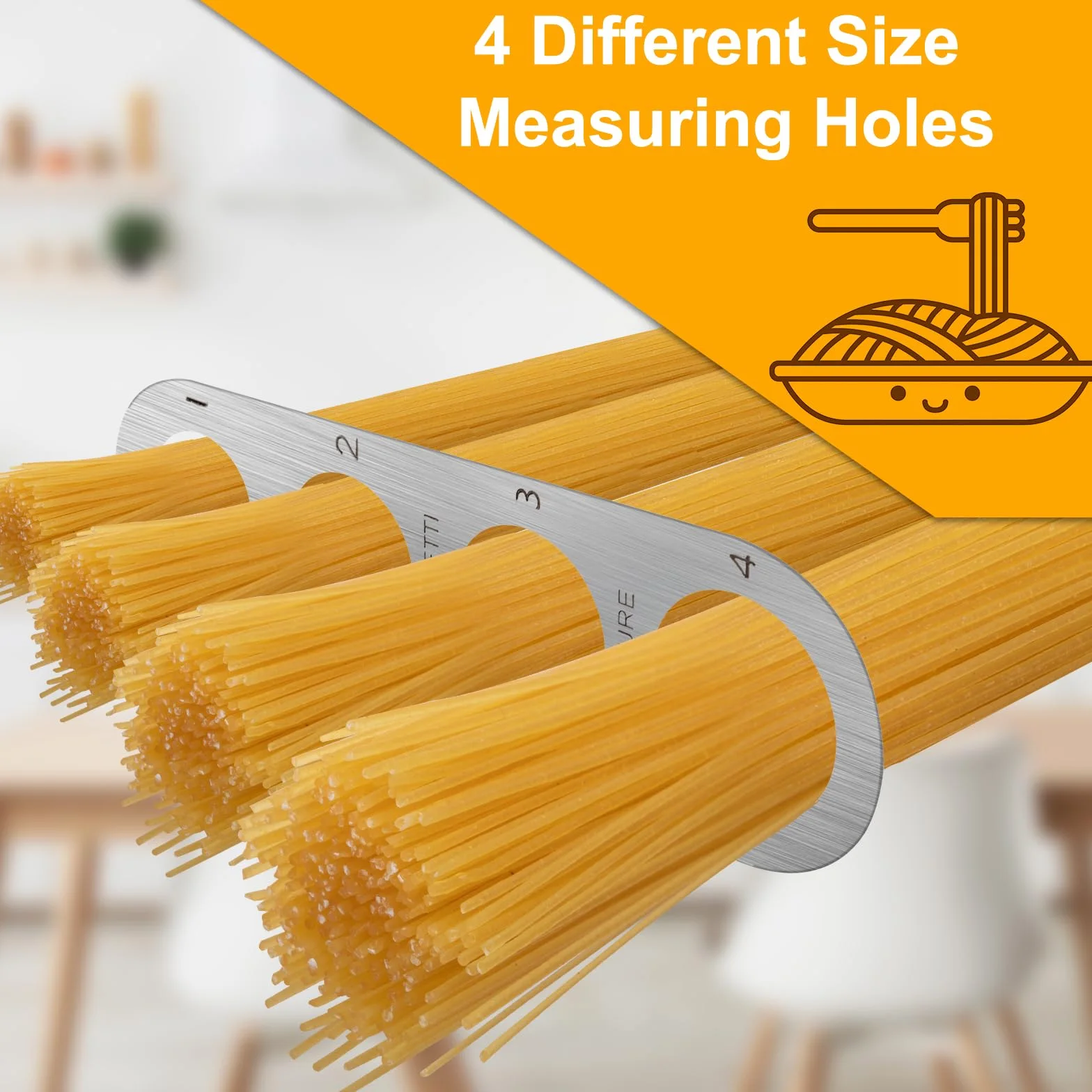 Misuratore di Spaghetti Misura Spaghetti in Acciaio Inossidabile Dosatore Spaghetti con 4 Fori di Misurazione per Cucina 2 Pezzi