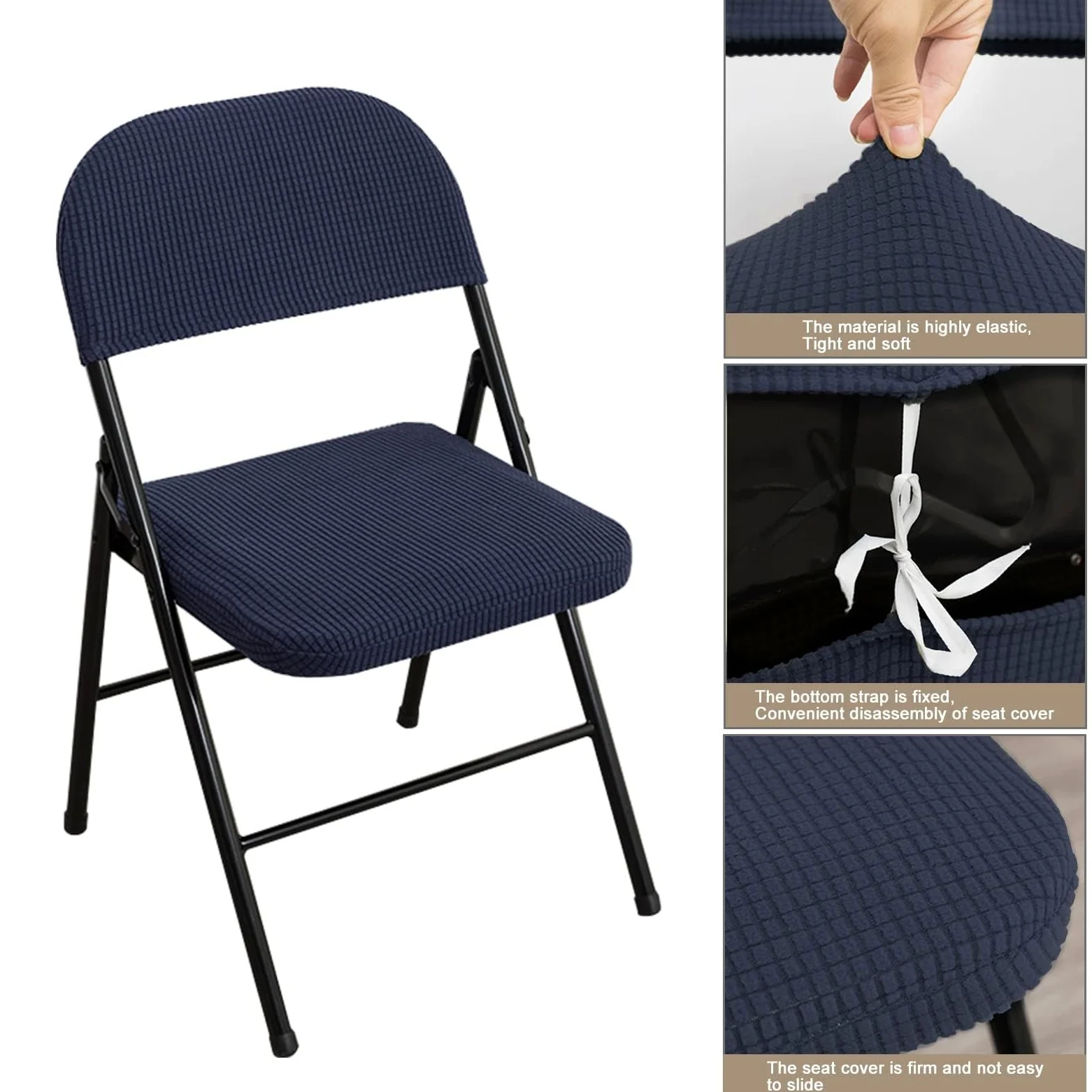 Set di 2 coprisedia pieghevoli da ufficio, elastici, per sedie da pranzo e cucina, proteggono e migliorano i mobili, si adattano alla maggior parte delle sedie pieghevoli (C, 6 pezzi)