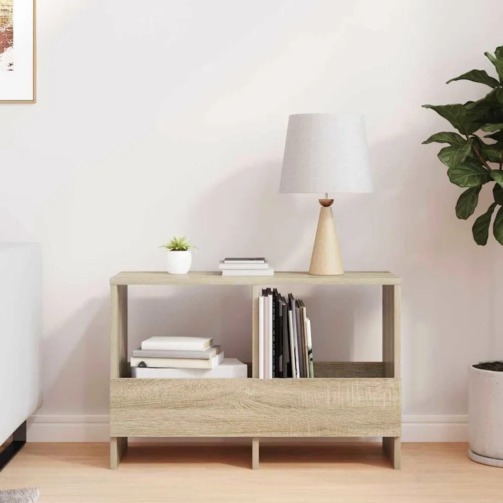 Scaffale portariviste in rovere Sonoma, 68,5 x 30 x 45 cm, portariviste per soggiorno e ufficio, portariviste con spazio e ripiano, per interni
