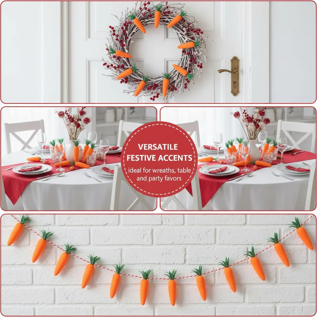 Mini Carote Artificiali Decorative, Carote Finte Realistiche per Pasqua, Decorazioni Fai da Te, Confezione 12 Pezzi
