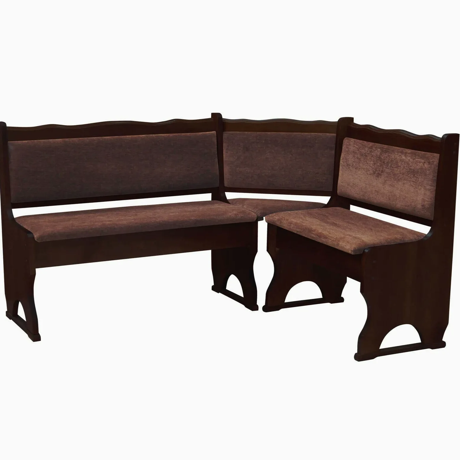 k koma Imbottitura Panca angolare in legno di pino, colore noce con imbottitura in legno massello – marrone (100 x 160)