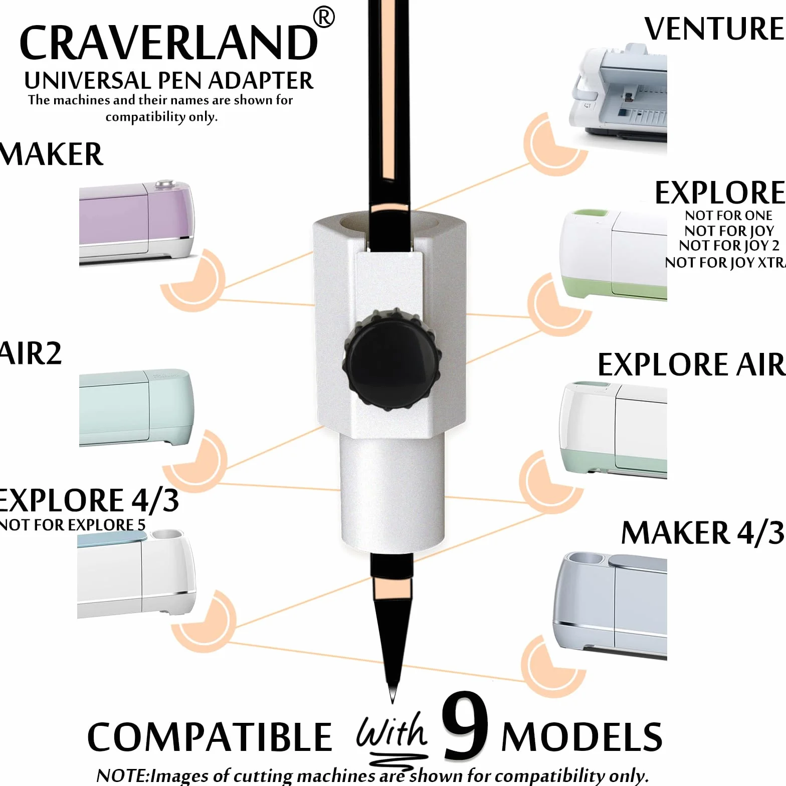 Adattatore universale per penna, compatibile con Cricut Maker 3/Maker, Explore Air 2/Air, funziona con penne Sharpie, BIC, Crayola, Sakura e altre <0,5