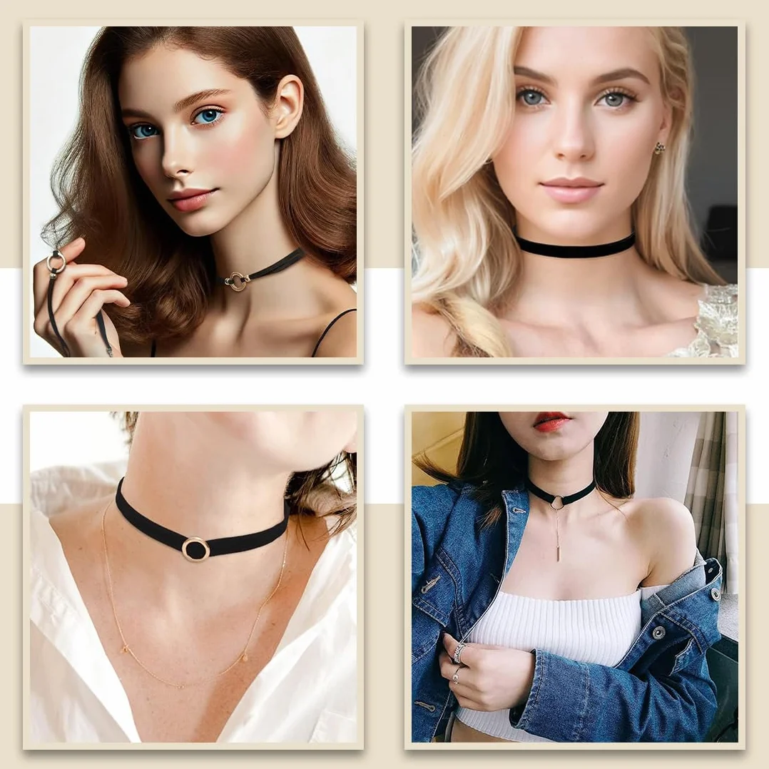 JEYORZY Gotico Collare 8 PCS Girocollo Collane Set Moda in Velluto Elasticizzato Chocker Vintage Regolabile