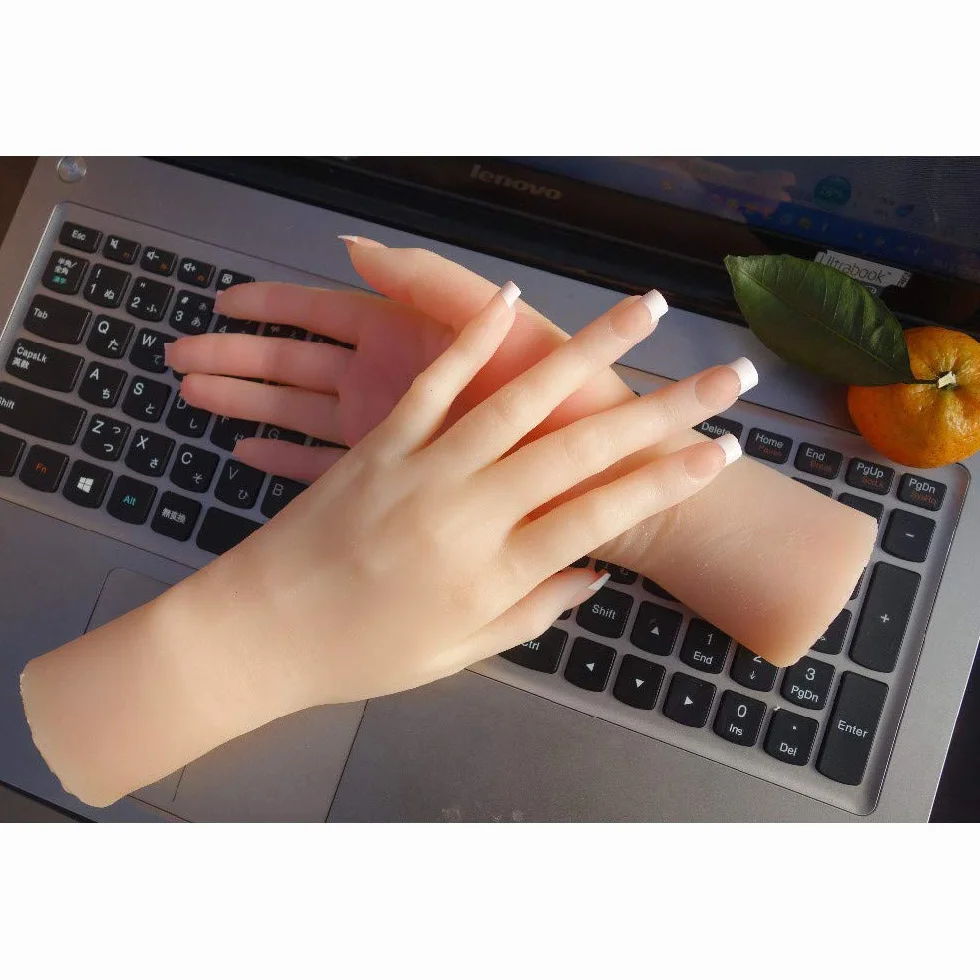 Piedi o mani in silicone, mano realistica in silicone, modello a mano in silicone, 1 paio di mani finte femminili a grandezza naturale in silicone morbido flessibile per anello braccialetto e Gl
