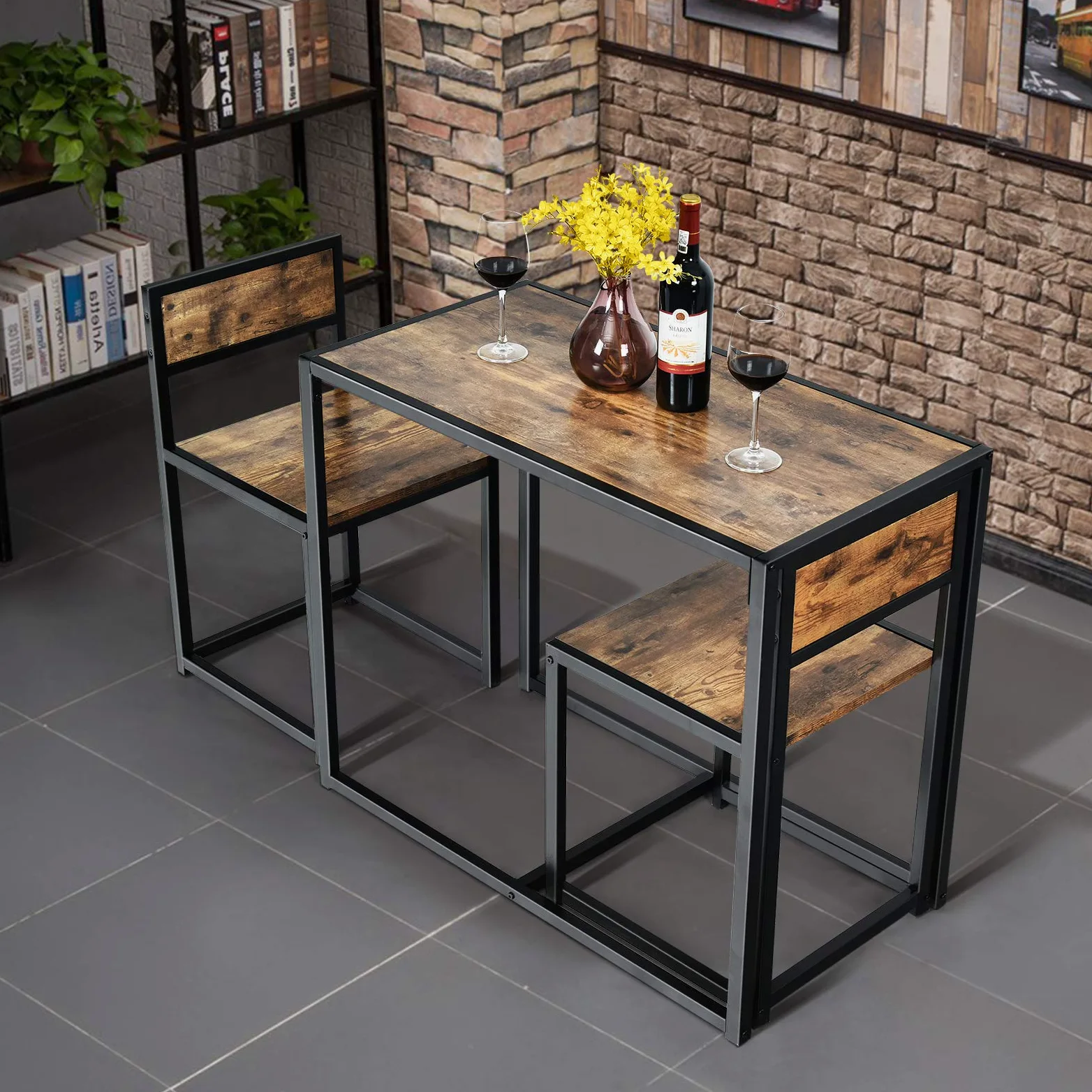 GIANTEX Set di Tavolo da Bar da 3 Pezzi, Set 3 Pezzi con 2 Sedie e Tavolo, Piccolo Tavolo da Cucina per 2 Persone, Tavolo da Bistrò, 3 Colori
