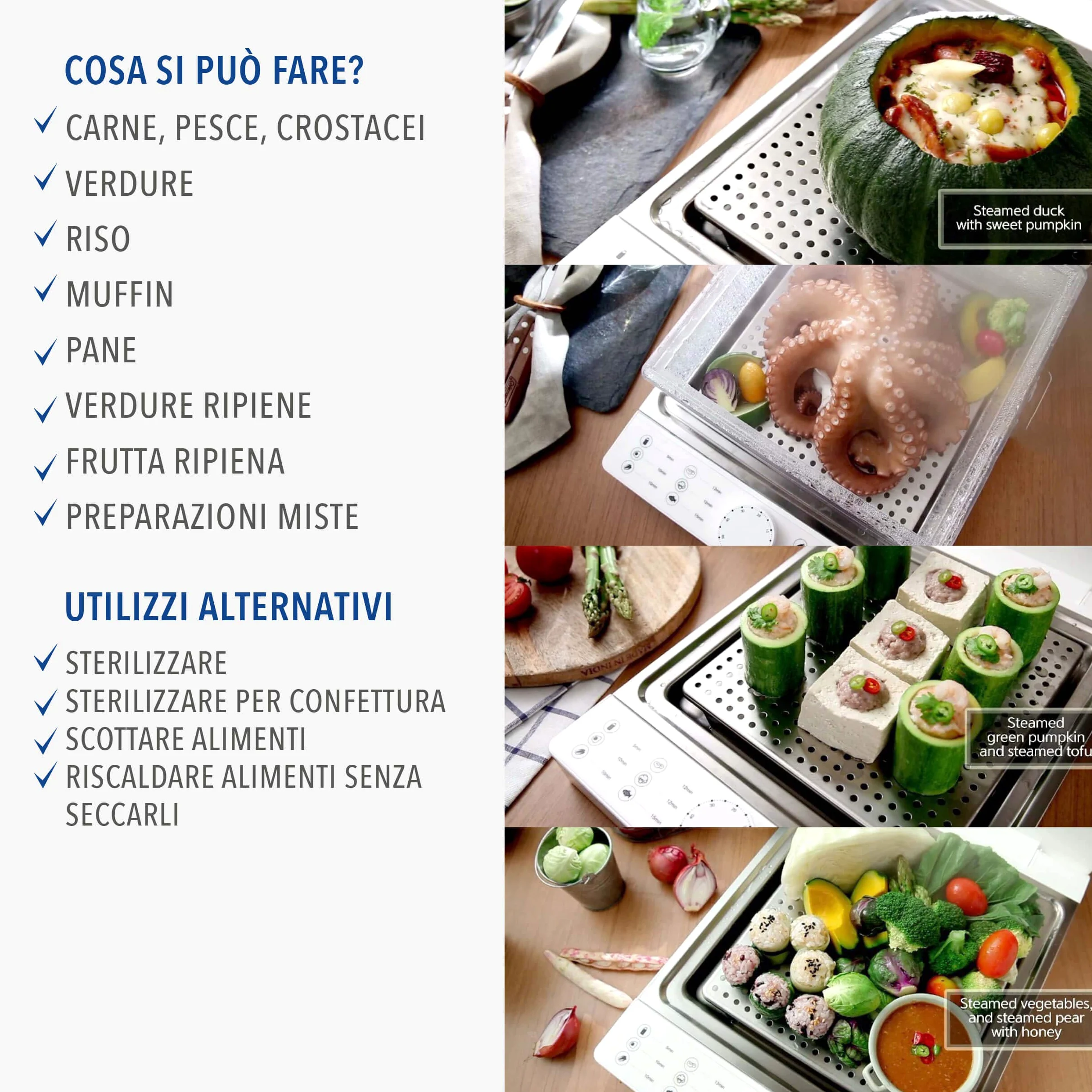 VIVO Vapo Jet | Vaporiera Istantanea, Salva Spazio, Vaporiera Elettrica | Cottura al vapore, utile anche per sterilizzare