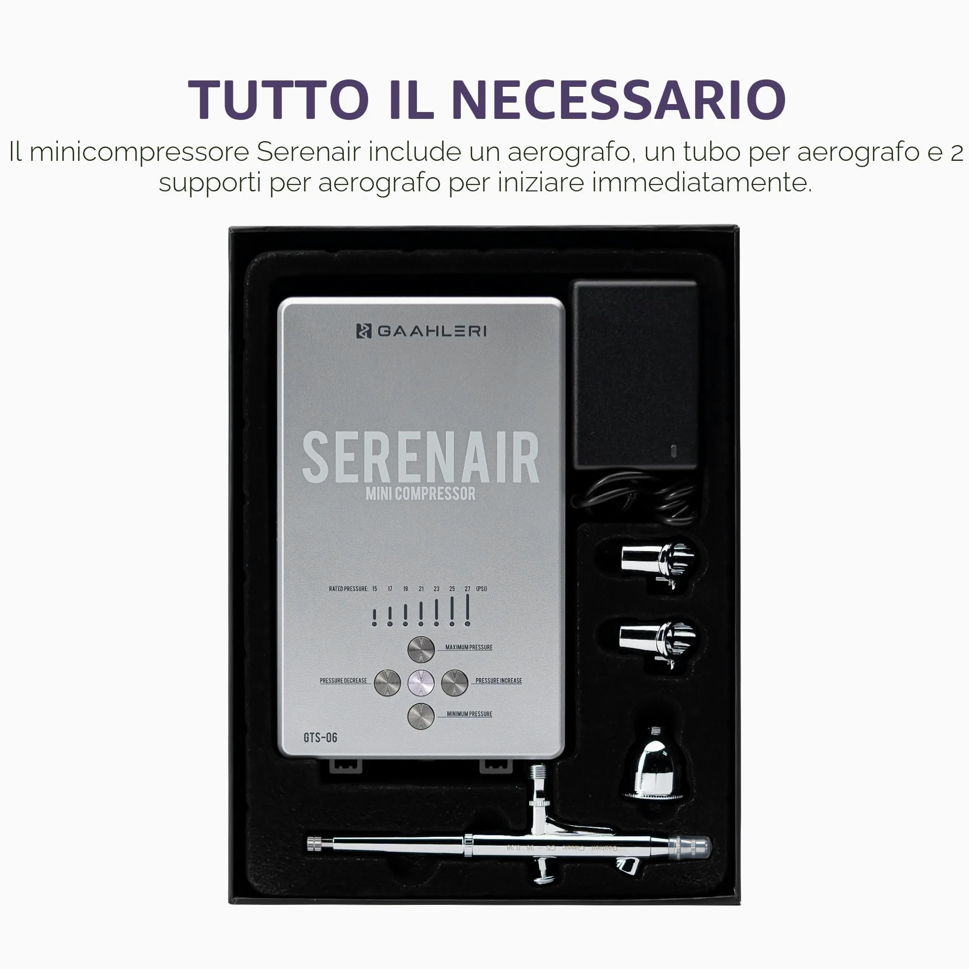 Gaahleri Kit Aerografo, Serie Ambition GTS-06, Aerografo e Compressore d'Aria con Controllo dell'Aria