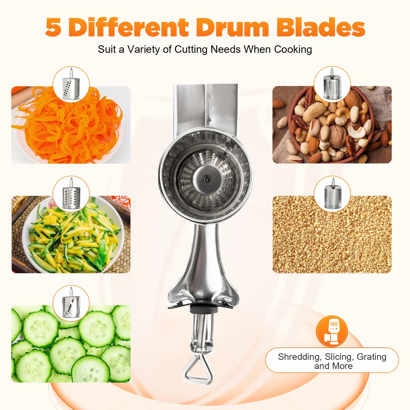 Kitchen Pro - Affettatrice verticale per verdure, grattugia, tagliaverdure, tagliaverdure, tagliatoio, schiuma, ecc