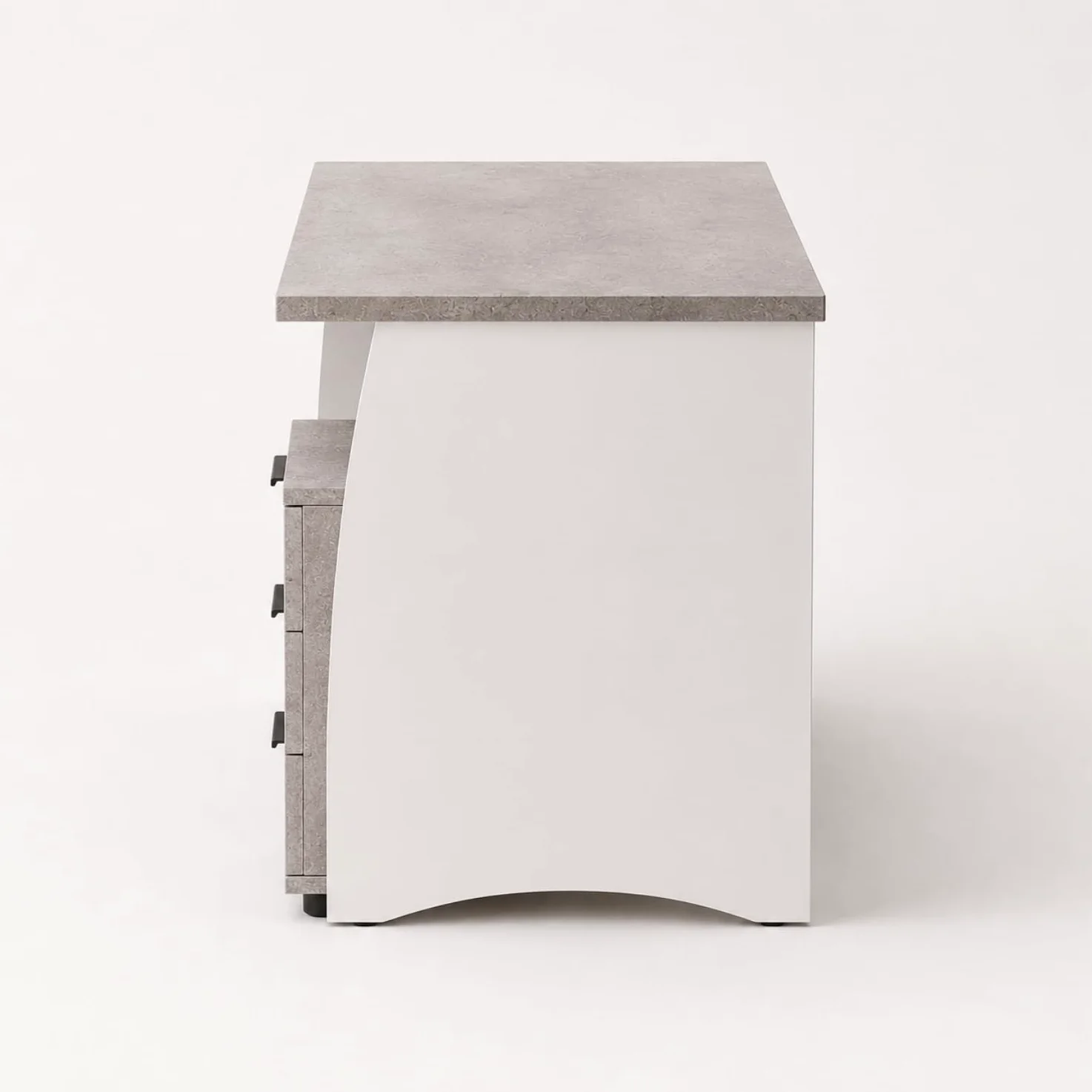Arreditaly Scrivania con 3 Cassetti Bliss Scrittoio da Studio o Ufficio Mobile Desk da Soggiorno Sala da Pranzo 136 x 74 x 67 cm Colore Bianco E Grigio Cemento