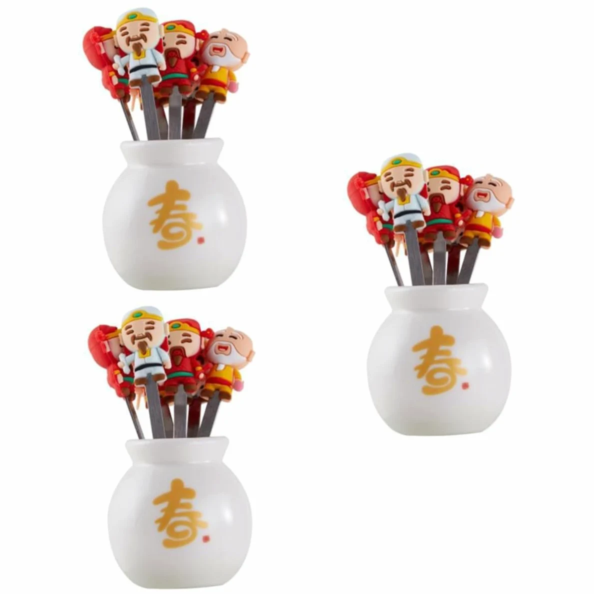 BESTonZON 3sets Forchette Acciaio Inossidabile Per Frutta e Mini Dolci Forchettine Eleganti Per Dessert e Antipasti Per Capodanno Cinese e Feste Pratiche e Resistenti