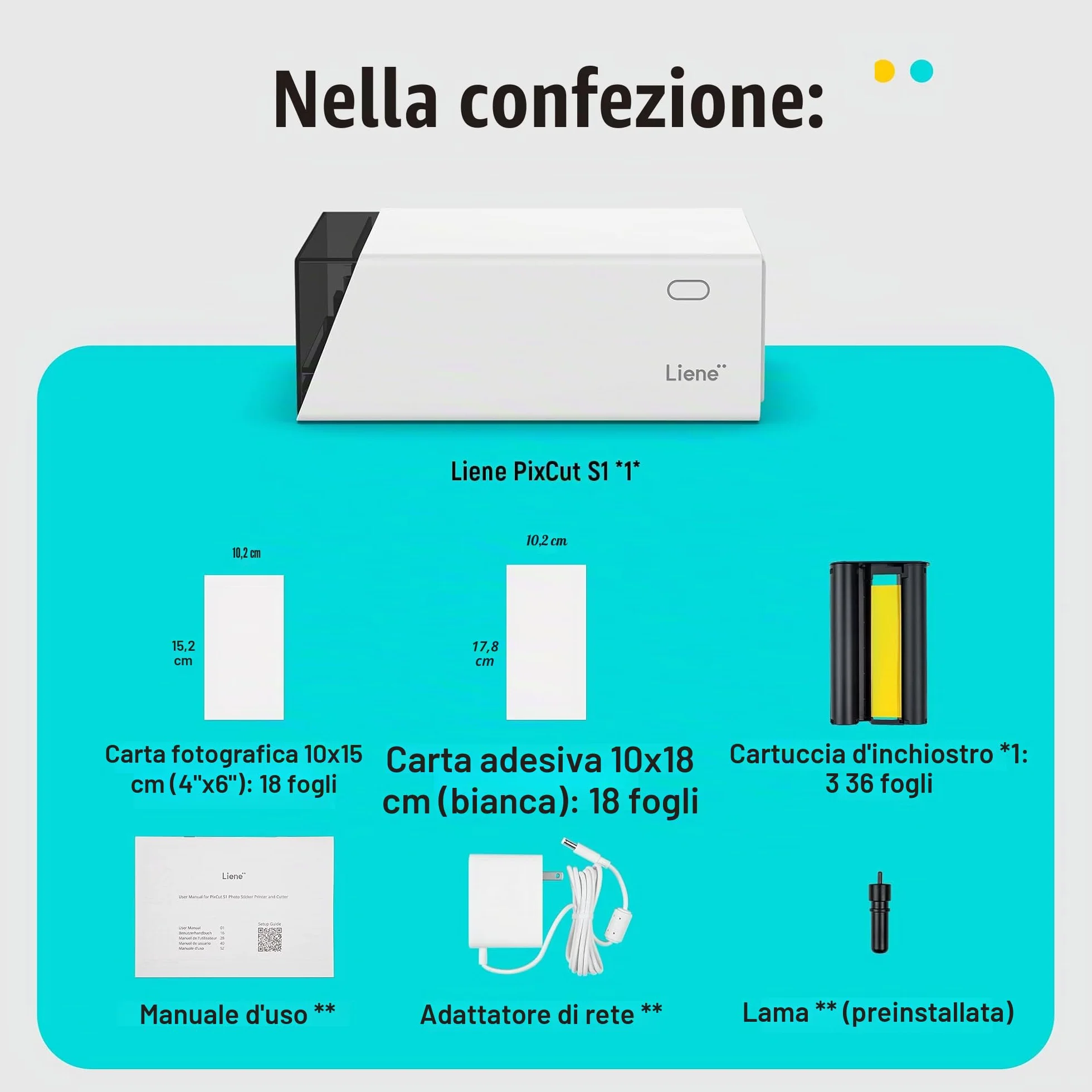 Liene PixCut S1 Stampante Foto Taglio All-in-One Etichettatrice 300 DPI Sublimazione Termica