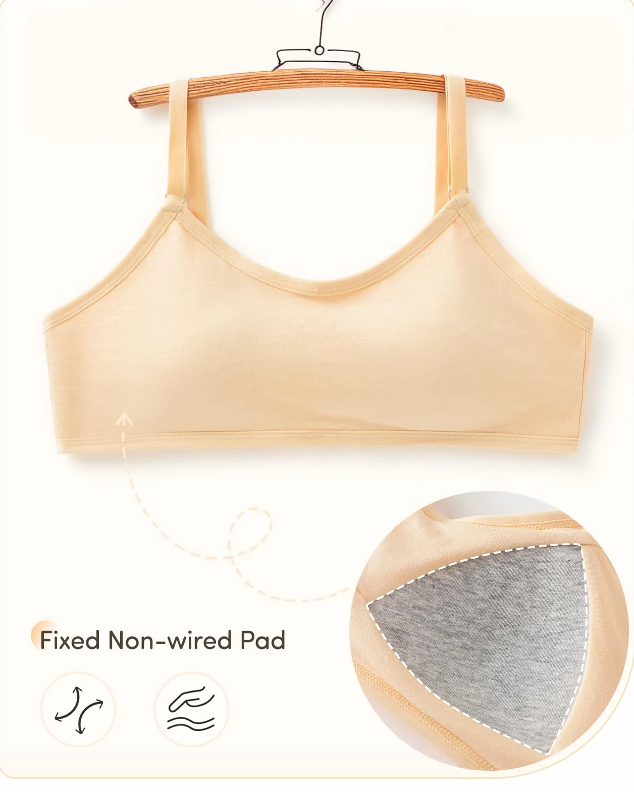 Adorel Reggiseni Sportivi in Cotone Intimo Imbottito Ragazza Confezione da 4