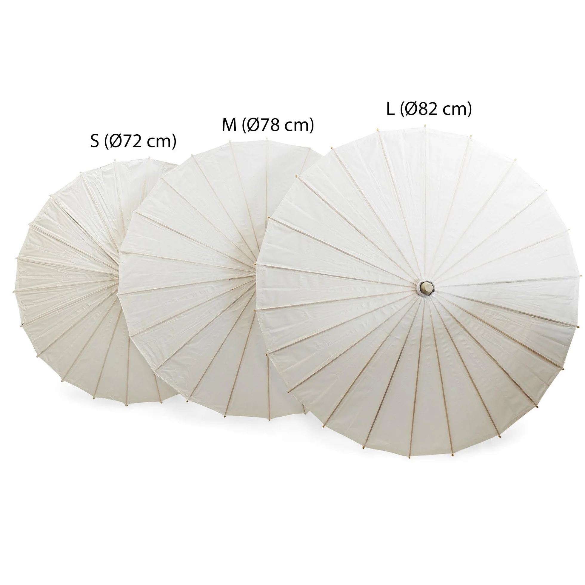 OLILLY – Ombrelloni decorativi in carta e bambù – Confezione da 10 – Bianchi – Matrimonio & Decorazione – 3 misure a scelta (S/M/L)