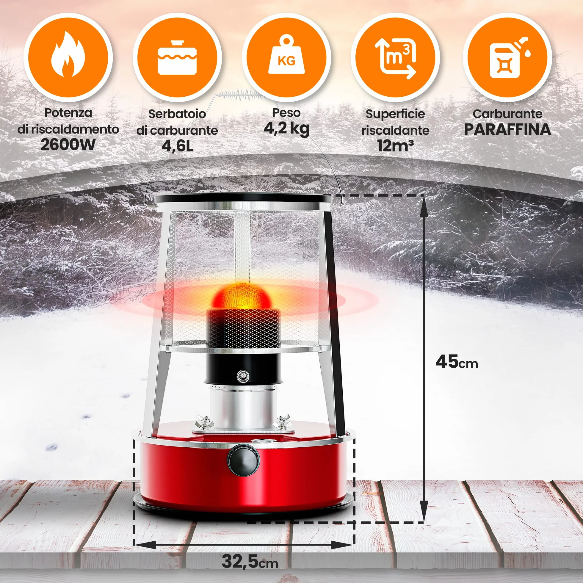 Extralink Aladdin EKH-460 Riscaldatore a petrolio portatile 4,6L 2600W