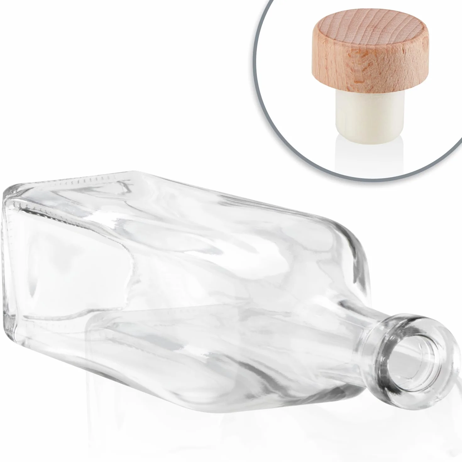 Bottiglie in Vetro 500 ml con Tappo in Sughero, Contenitori Vuoti per Olio Aceto Liquori