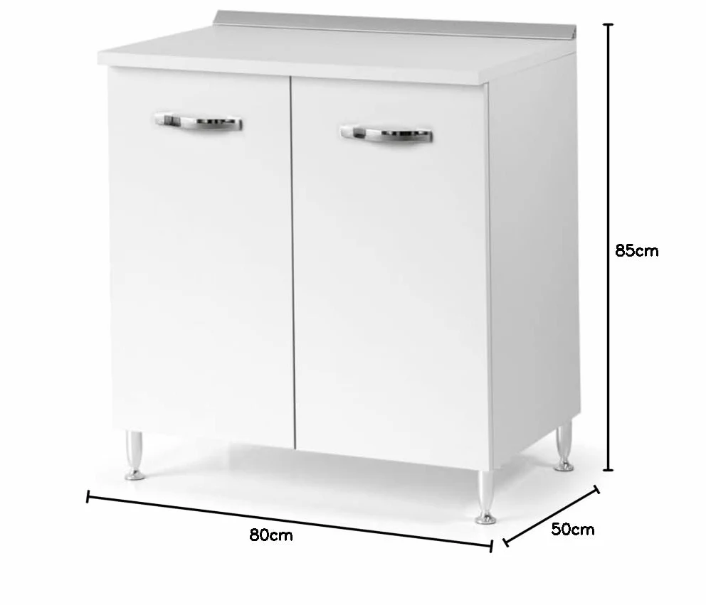 Linea Azzurra Base 80 Mobili Cucina Componibile con 2 Ante e 2 Ripiani in Legno Made in Italy H85xL80xP50 cm Elegante Funzionale Facile da Montare (Bianco Frassinato)