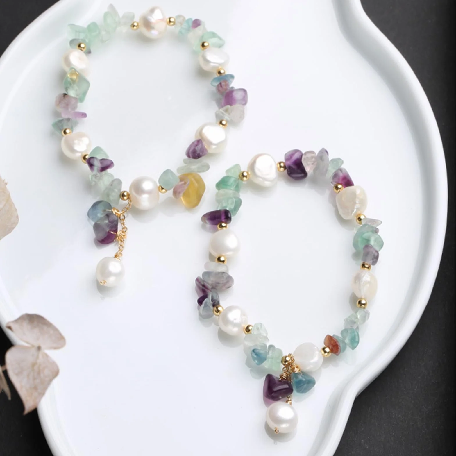 HERZONE 450 perle di fluorite fili di cristallo naturale per braccialetti collane fai da te