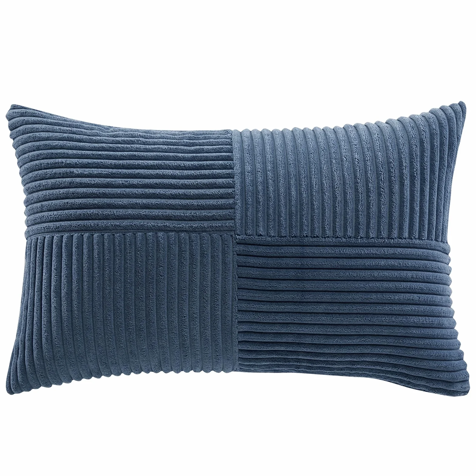 Federe Cuscini Blu 50x70 Velluto a Coste Moderno Morbido Motivo a Croce Decorativa Copricuscini Cerniera Invisibile