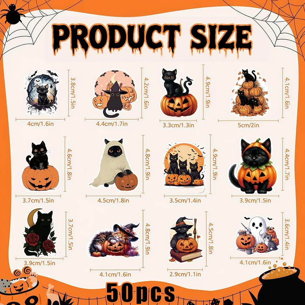 Gatto Strega Halloween Decorazione con Adesivi Neri e Mini Gatto Resina Set Statuetta a Forma di Gatti Statuette Decorative per Gatti Regalo Halloween per Feste e Arredo Casa