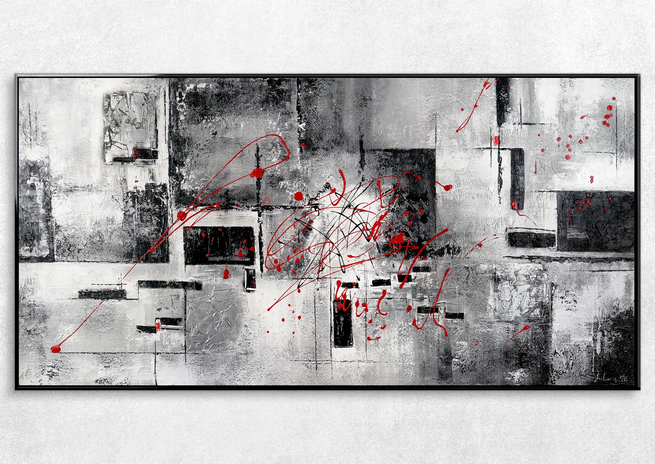 YS Quadri soggiorno dipinti a mano Coraggio | Quadri moderni su tela per l'interno Art | moderni su tela incorniciato con cornice 100x50 cm