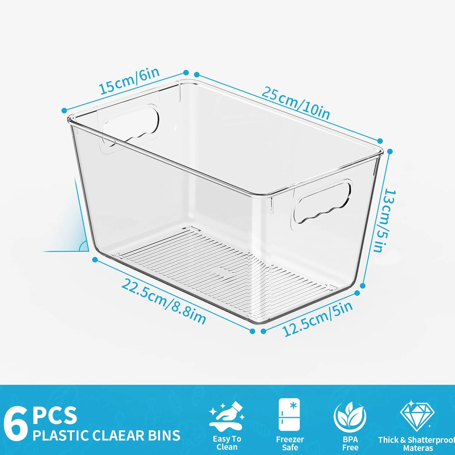 Contenitori trasparenti per dispensa, contenitori e contenitori in plastica con manico, organizer per armadietti, organizer per la casa, indispensabili per cucina, lavanderia, ufficio