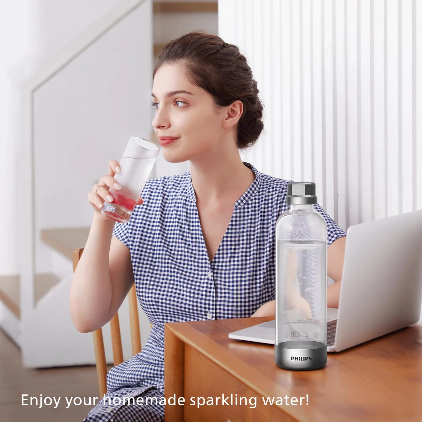 Philips Macchina per acqua frizzante in acciaio inox 1L PET compatibile carbonatore CO2 60L vite