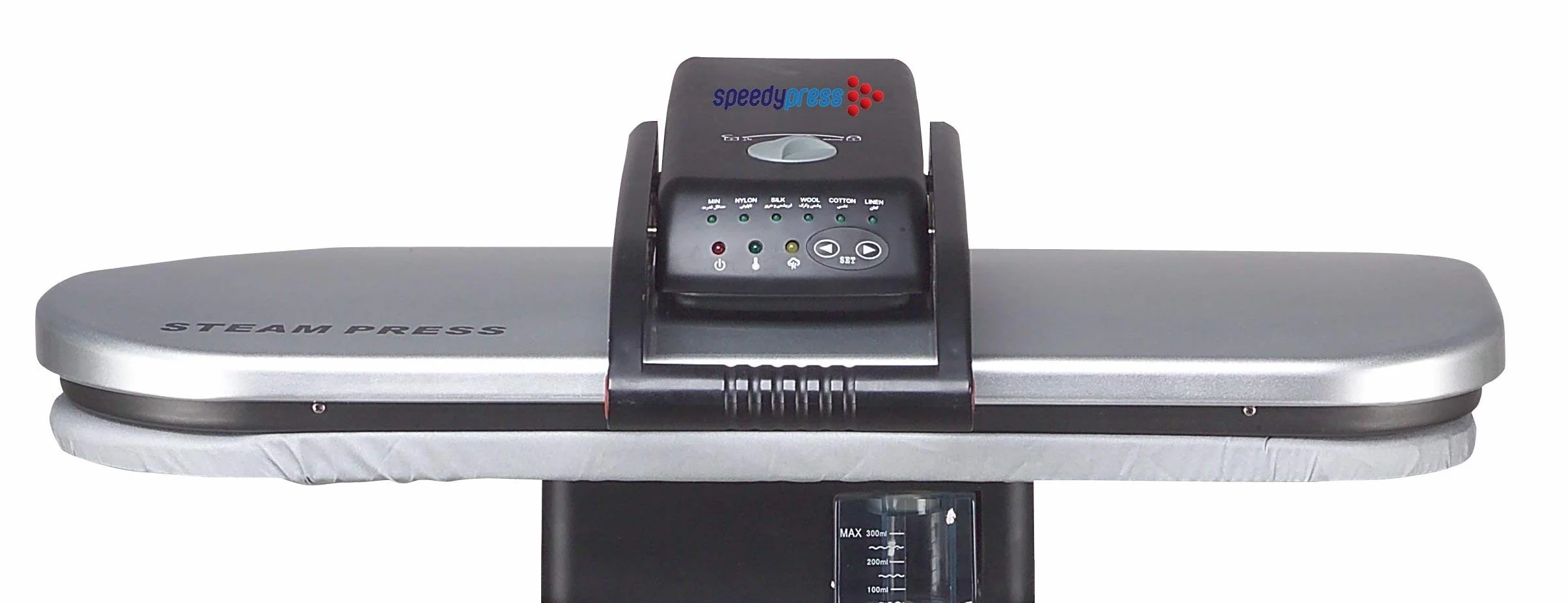 Pressa da Stiro a Vapore Ferro Argento PSP202S di Speedypress con Telescopico Regolabile in Altezza Stirare da Tavolo Supporto (+ GRATIS Copriasse Extra e Fondo in Schiuma RRP 45 € + Altri Accessori)