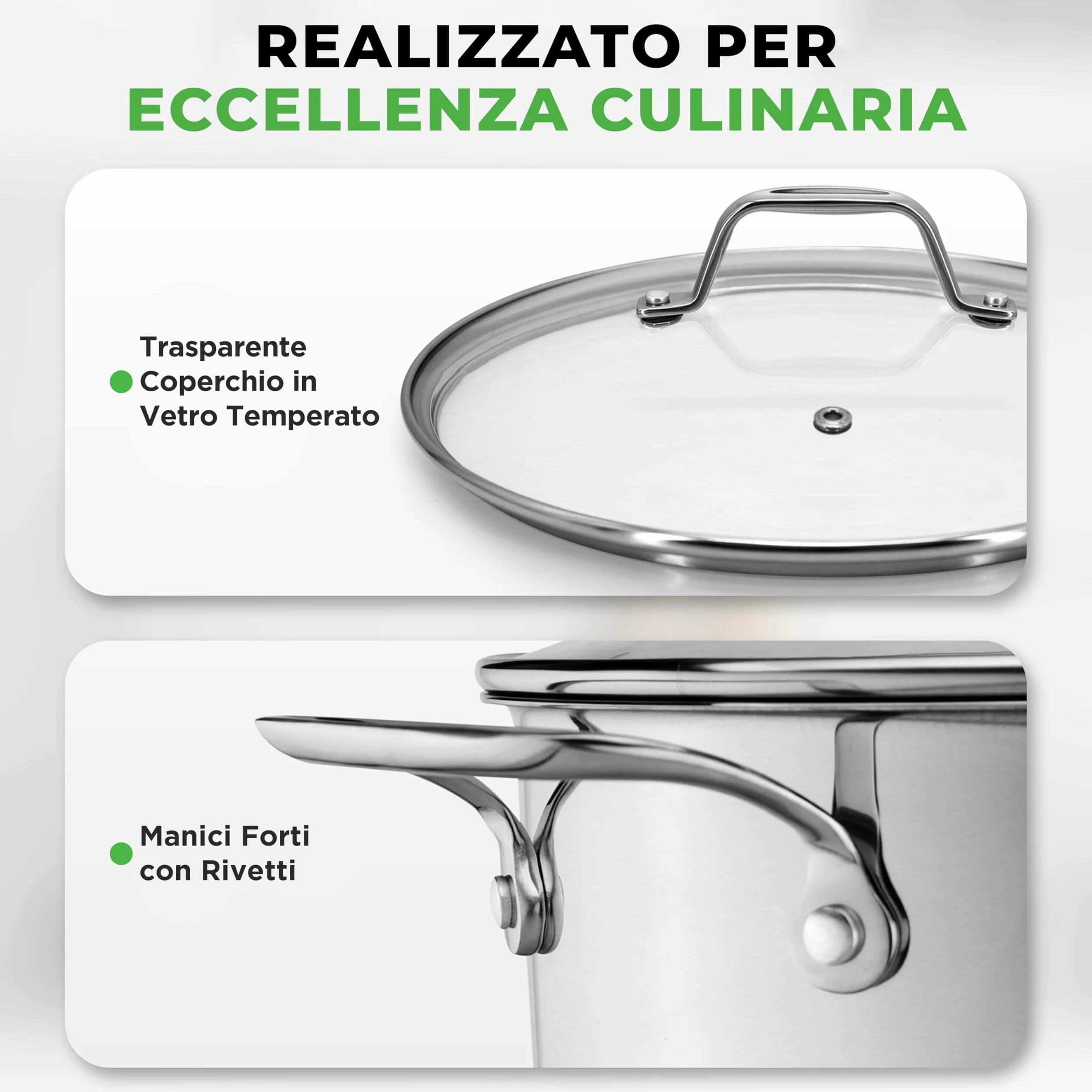 NutriChef Pentola in Acciaio Inox da 18 Litri, Grado Alimentare 18/8, Pesante, Adatta per Induzione, Ideale per Stufati, Cottura Lenta e Zuppe, con Coperchio Trasparente e Lavabile in Lavastoviglie