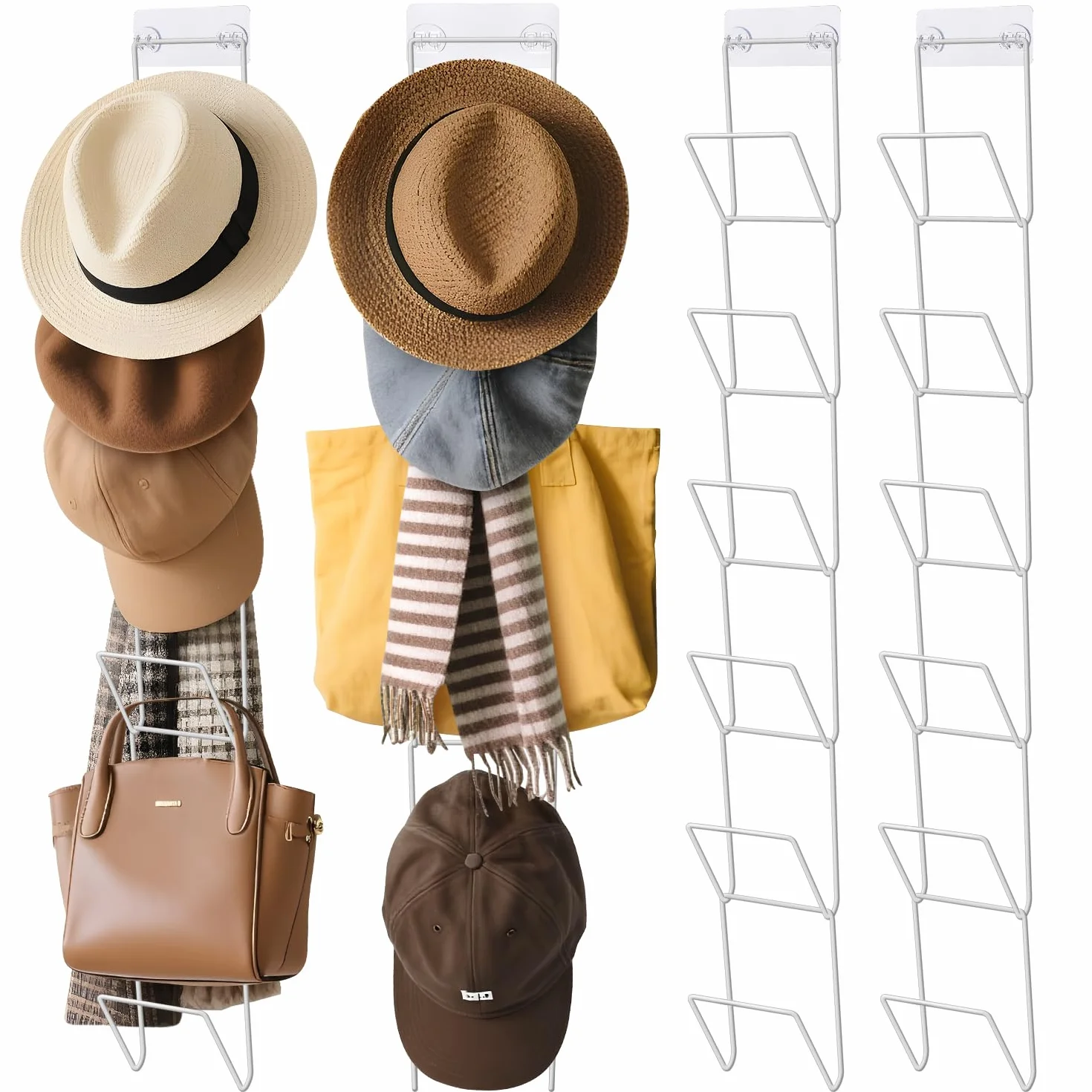 Jcocylse Set di 12 supporti per cappucci – Supporto da parete multifunzionale per cappelli, sciarpe e parrucche – Cappellino organizer