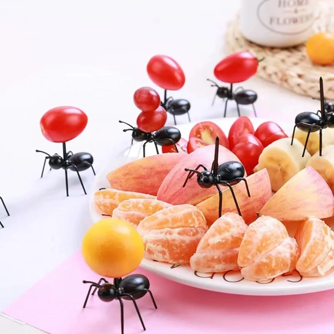 Forchette a forma di formica per bambini, mini forchette da frutta, stoviglie festa a tema insetti