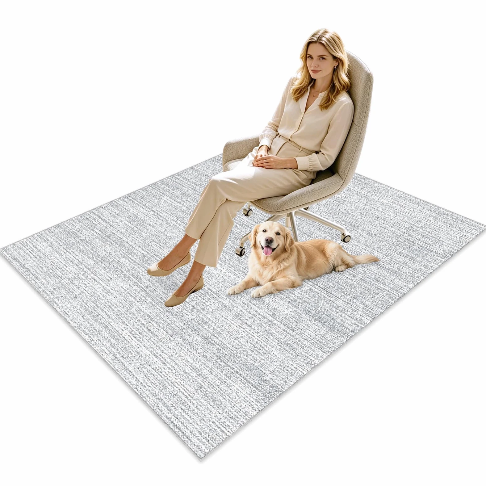 Tappetino per Sedia da Ufficio per Pavimenti Duri, Antigraffio, per Sedie da Scrivania, per Pavimenti in Laminato, Tappeto Sotto Scrivania, Antiscivolo per Tappeti, Tappetino Gaming Grigio 150 x 170cm