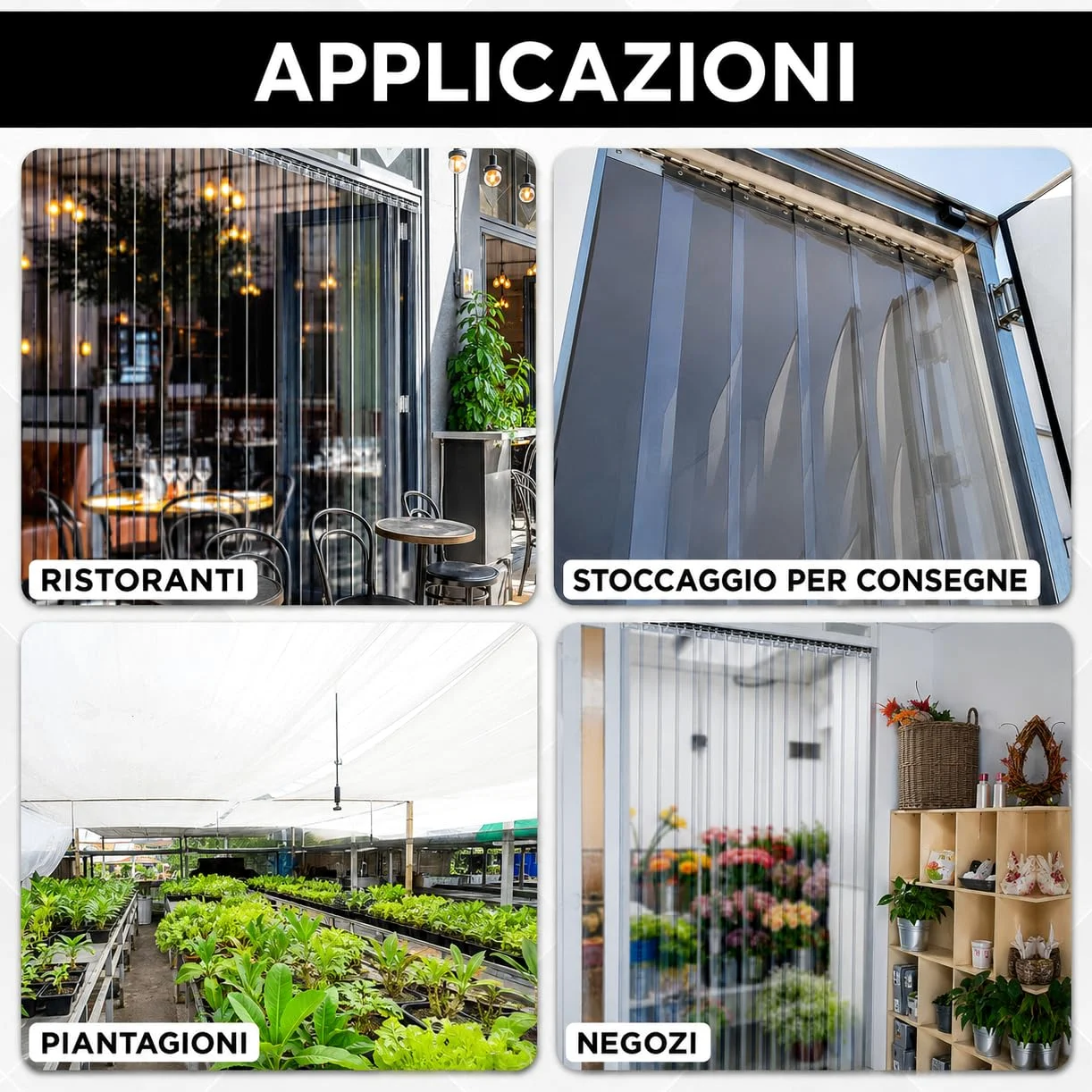 Tenda a Strisce in PVC Trasparente 183x213 cm Tenda Industriale Impermeabile e Resistente per Celle Frigorifere, Magazzini, Garage e Porte Commerciali Facile da Installare