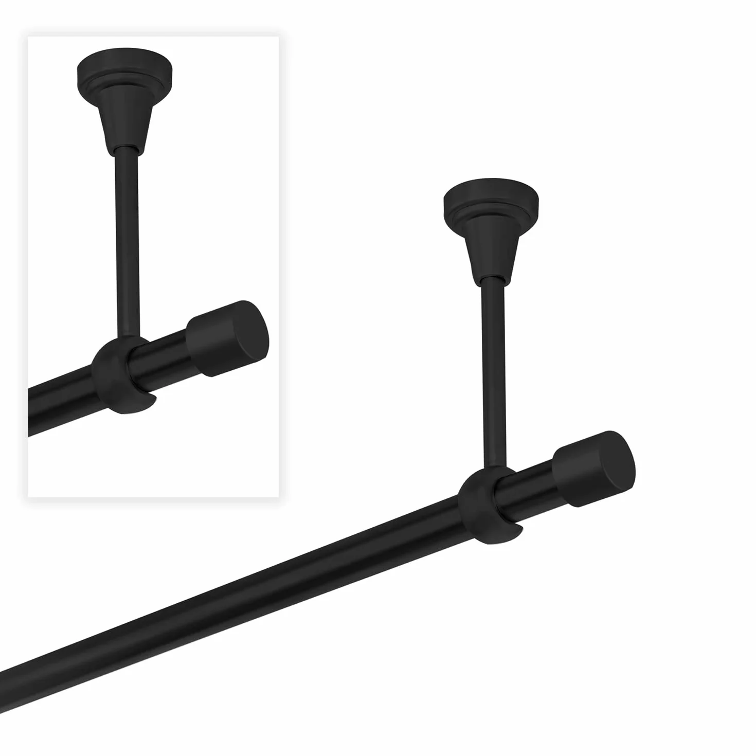 Bastone per tende nero 400 cm 1 binario 19 mm metallo fissaggio a soffitto tappo diritto