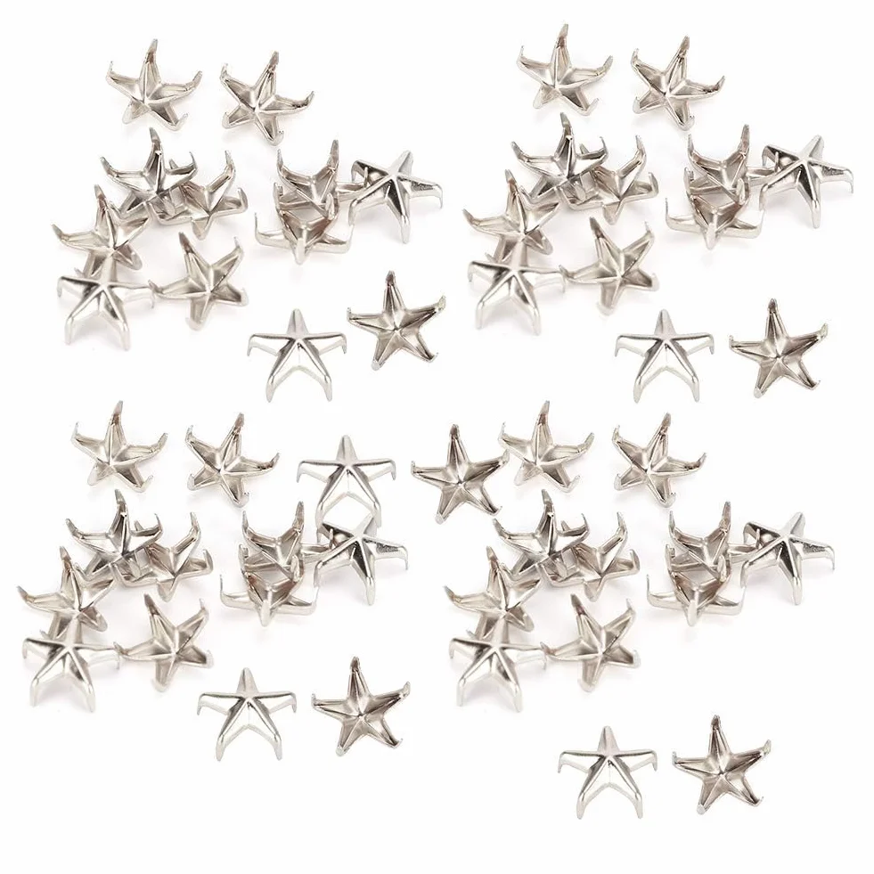 Rivetti Metallici Autoadesivi 200 Pezzi Borchie a Stella Claw Argento per Artigianato DIY
