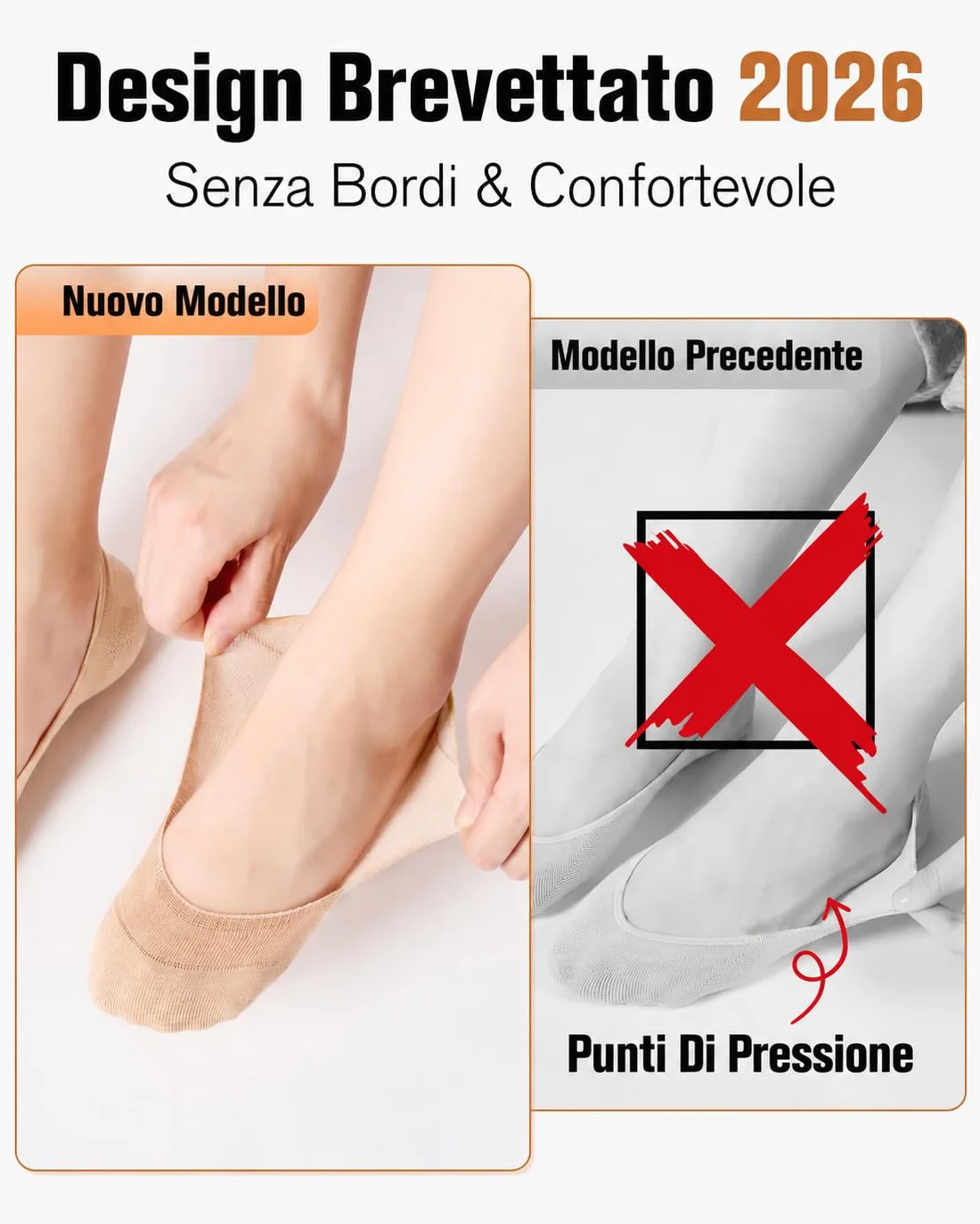 Calzini Invisibili Ballerina Bambù Cotone Traspiranti Antiscivolo Donna 8 Paia Taglia 35-42