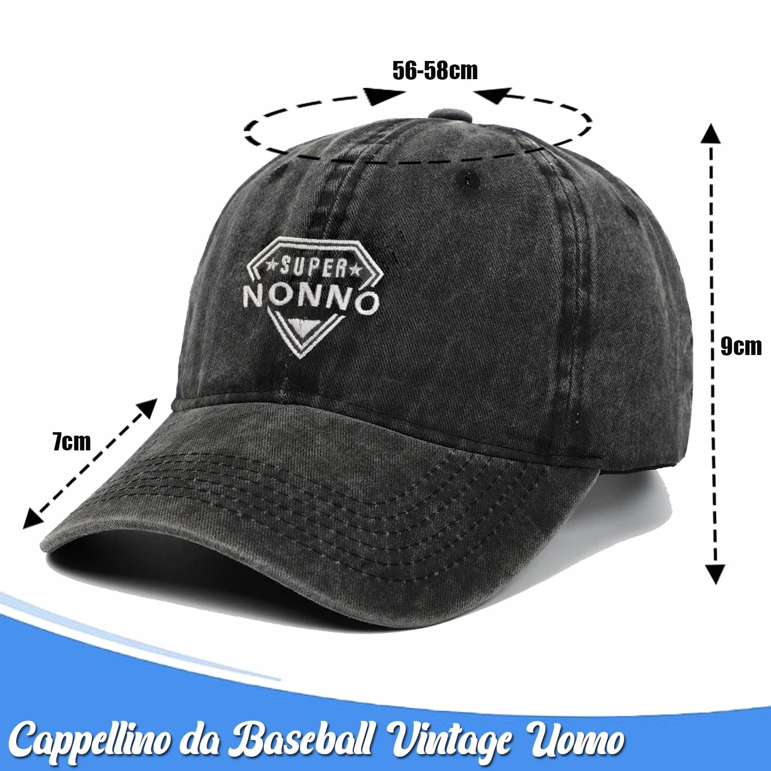 Cappello da Sole Casual da Uomo NEONSKY Berretto da Baseball Personalizzato Ricamato Super papà Nonno Regalo