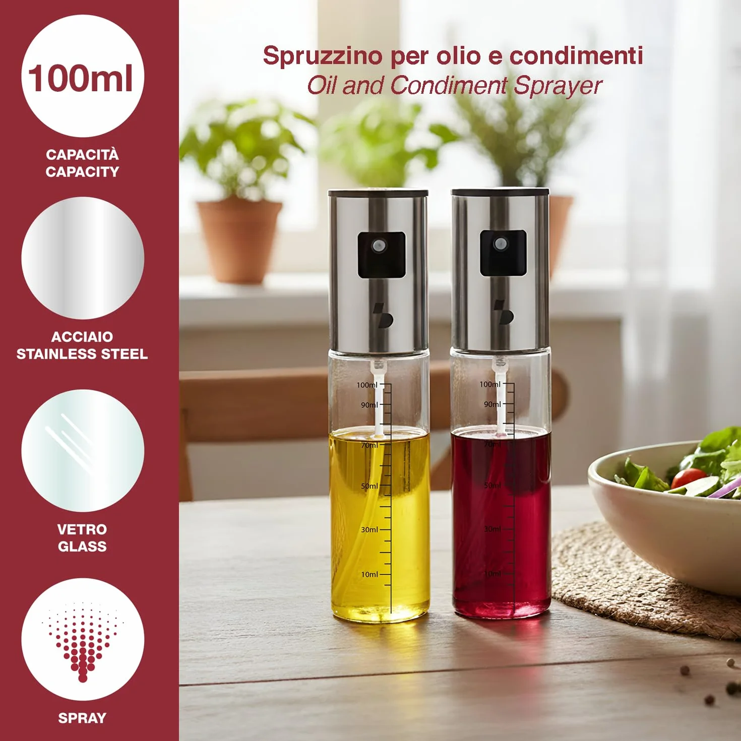 BEPER C102SPE100 Spruzzino Olio per Friggitrice ad Aria 100 ml, Nebulizzatore Olio Alimentare BPA Free