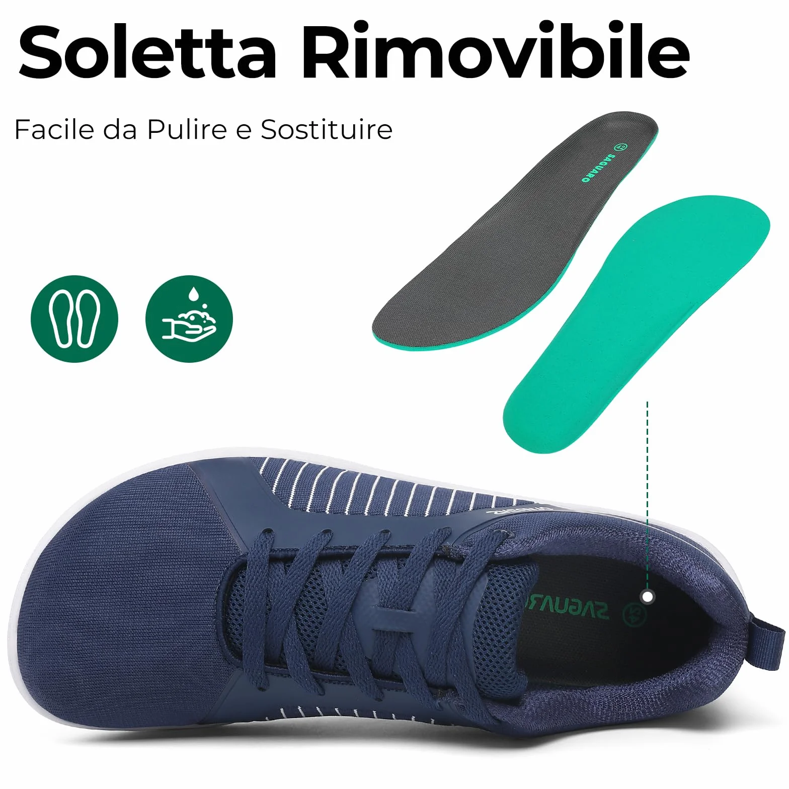 SAGUARO Scarpe Barefoot Uomo Punta Ampia Taglie 36-48