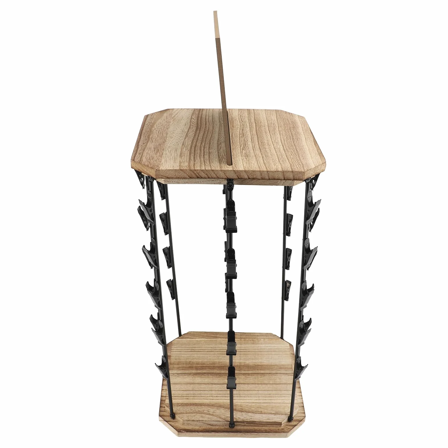Wakects Espositore per Patatine, Espositore Girevole per Snack, con Struttura in Metallo e Base in Legno, 5 Ripiani, 40 Clip, Porta Patatine da Banco, per Scrivania, Negozio, per feste.