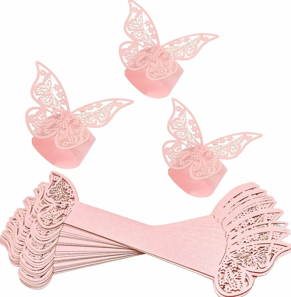 LATRAT 50 pezzi di carta 3D farfalla tovaglioli anelli porta tovaglioli banquet decorazione da tavolo portatovaglioli per matrimonio, hotel, tavolo, decorazione per feste