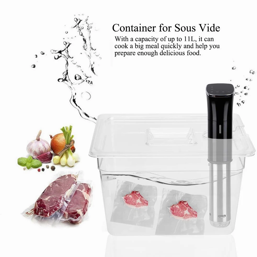Contenitore Sous Vide, contenitore Sous Vide ribaltabile da 11 litri con coperchio per fornello di precisione culinaria con circolatore Sous Vide