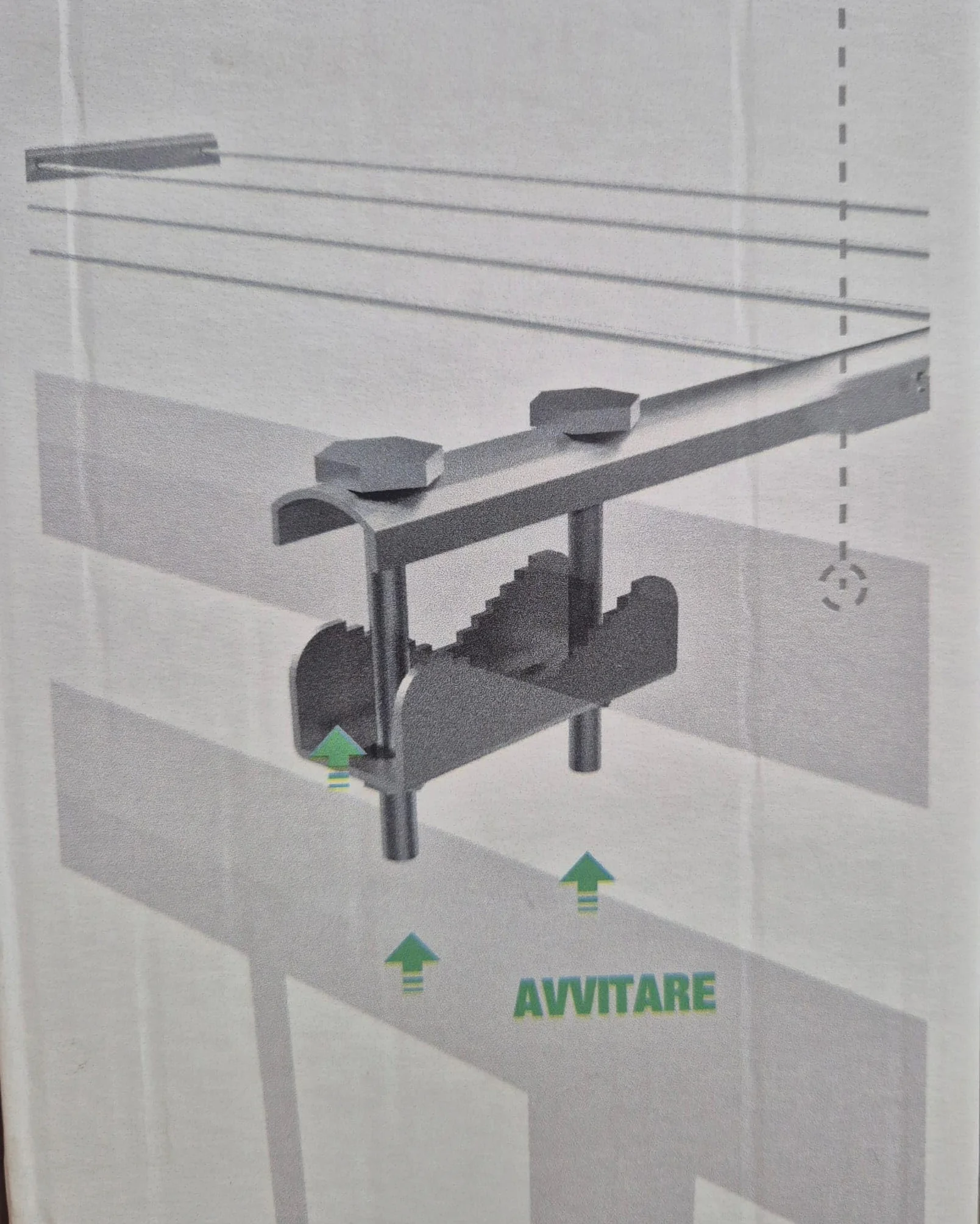Stendibiancheria da balcone aste per ringhiera acciaio zincato MADE IN ITALY