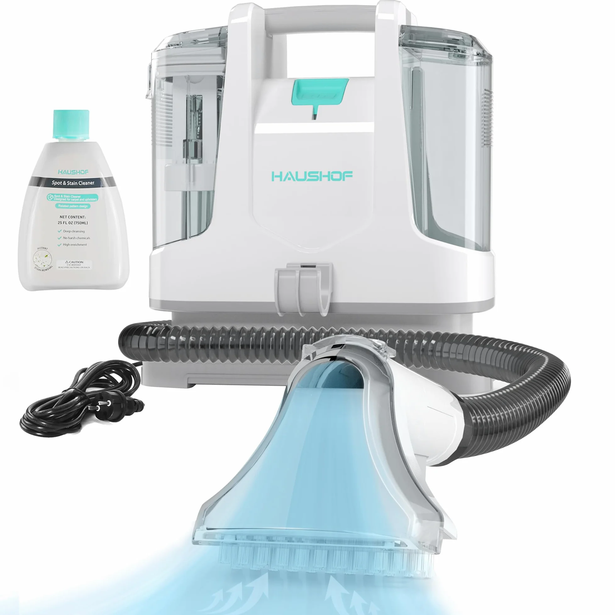 HAUSHOF StainZapper - Lavatappeti Portatile, Lava Divano ad Acqua, Lava Tappezzeria 400W, Ideale per Pulisci Scale, divano, Sedili Auto, Moquette e Tappeti, lava divani e aspira acqua