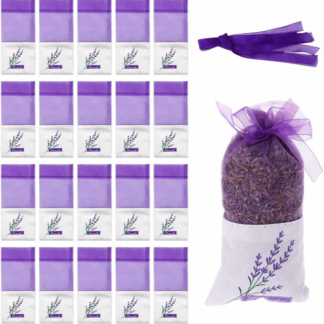 IKOPFLN Sacchetti Organza Grandi per Lavanda Essiccata - Profumati Vuoti in Cotone per Armadio, Spezie ed Erbe