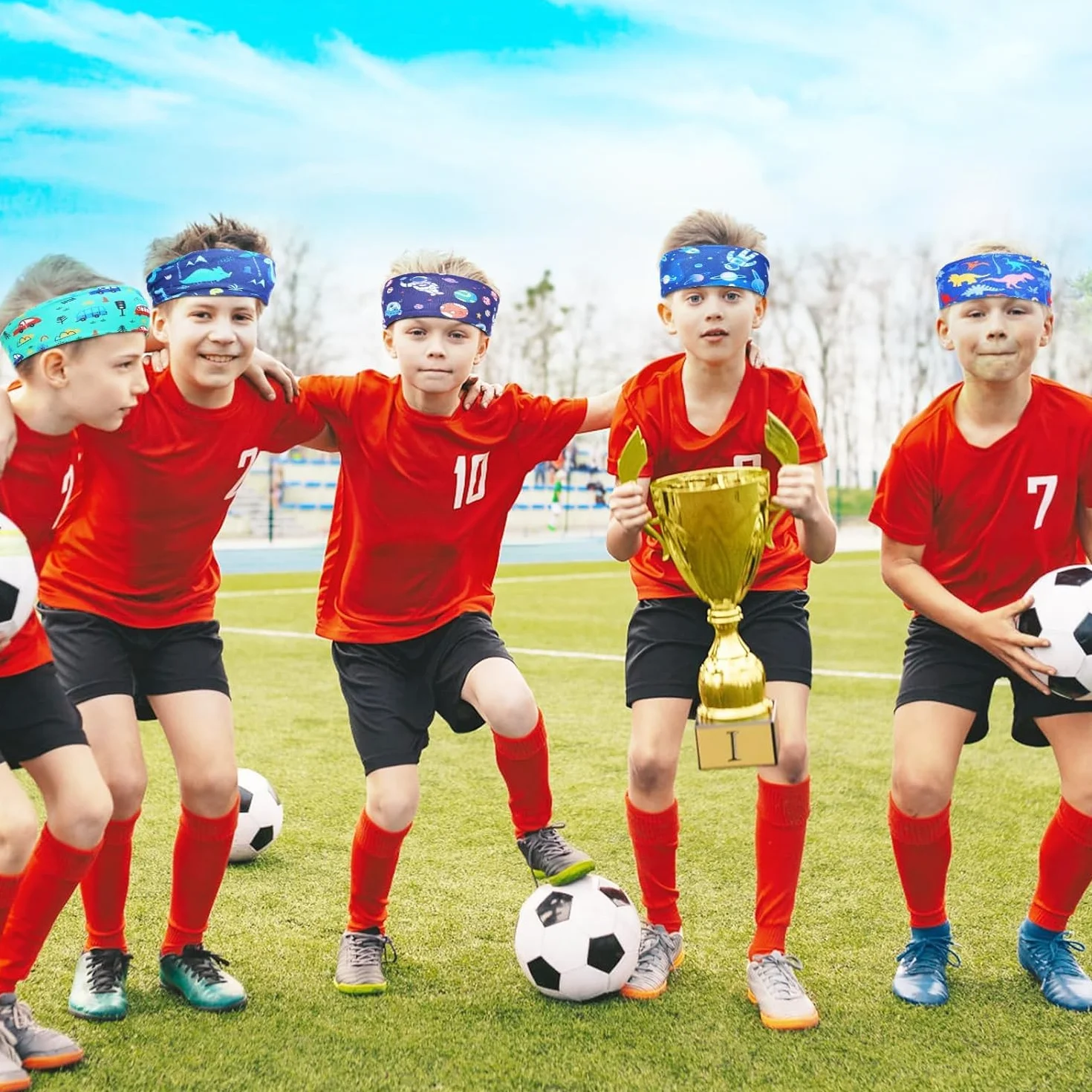 Fascia Capelli Sport Bambini 4 Pezzi Traspirante Sudore per Corsa