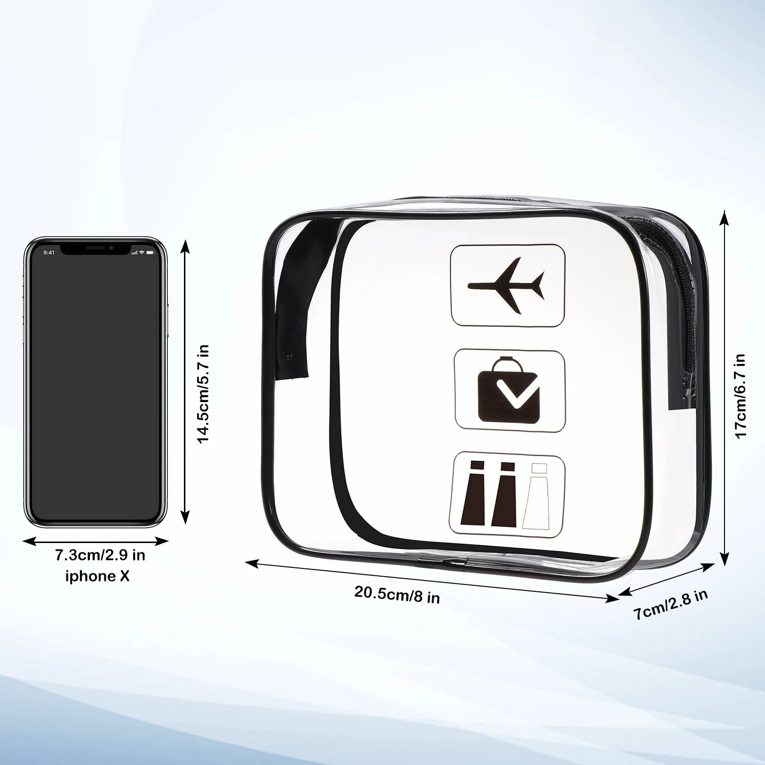 Oderra 2 Borse da Valigia Trasparente, TSA Beauty Case da Viaggio, con Zip, Buste Trasparenti per Cosmetici, Donna/Uomo