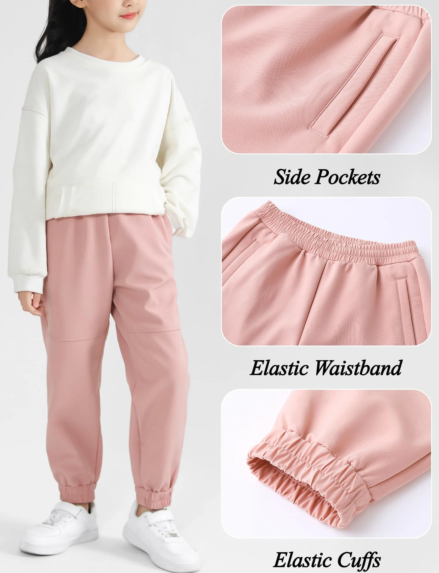 AIEOE Pantaloni sportivi lunghi per bambini, atletici, pantaloni da jogging per bambini, leggings termici con spessi e caldi, impermeabili, 120-170 cm