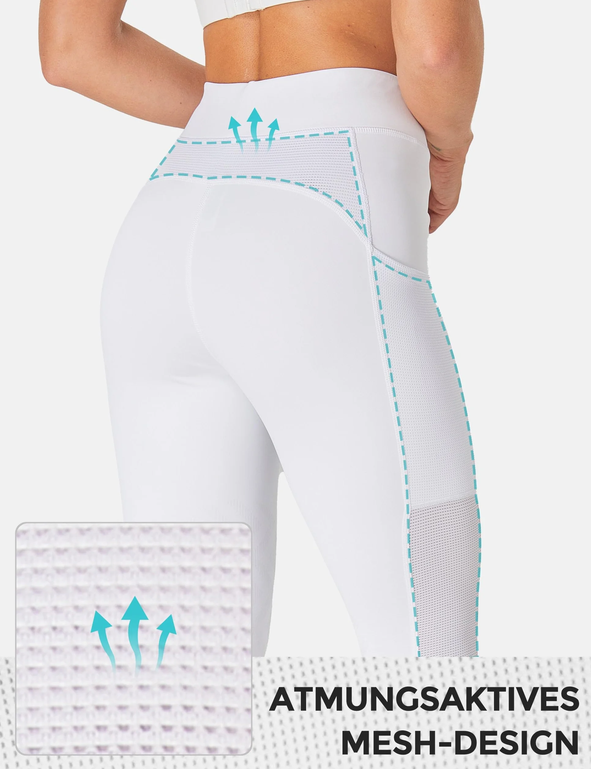 Pantaloni da equitazione da donna FitsT4 con inserti antiscivolo sul ginocchio, vita alta e tasche laterali