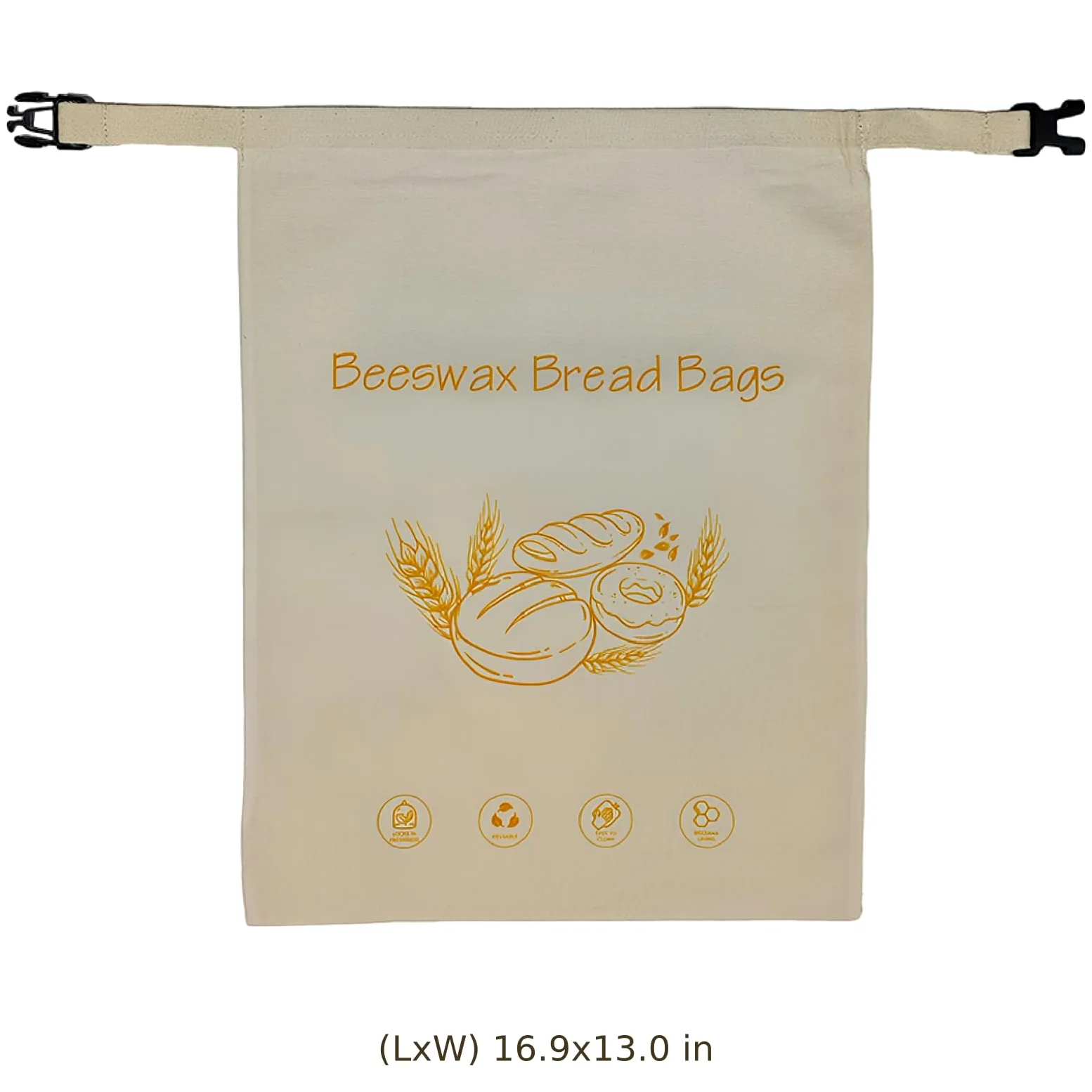 2 sacchetti per pane in cera d'api con fibbia, riutilizzabili, in cera d'api, beige, 18 x 13 x 6,1 cm, per pasta madre fatta in casa, aiutano a mantenere il pane fresco
