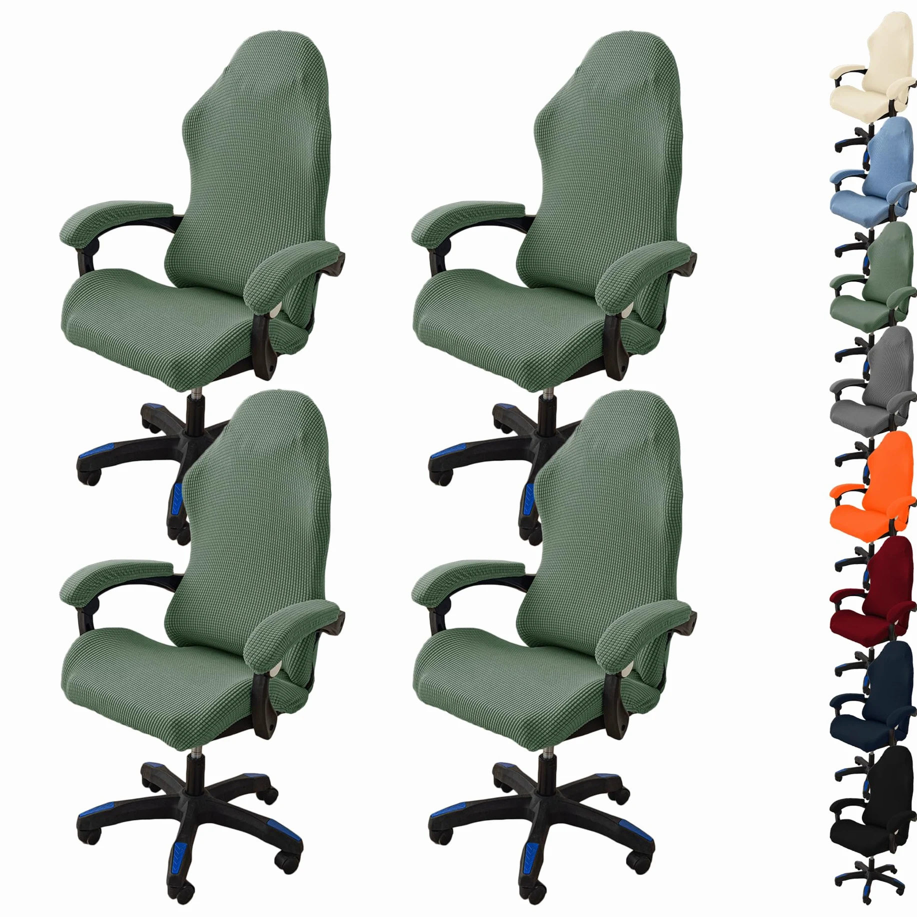 Confezione da 4 coprisedia elastici da ufficio con braccioli, resistenti, per sedie da computer e sedie da gioco